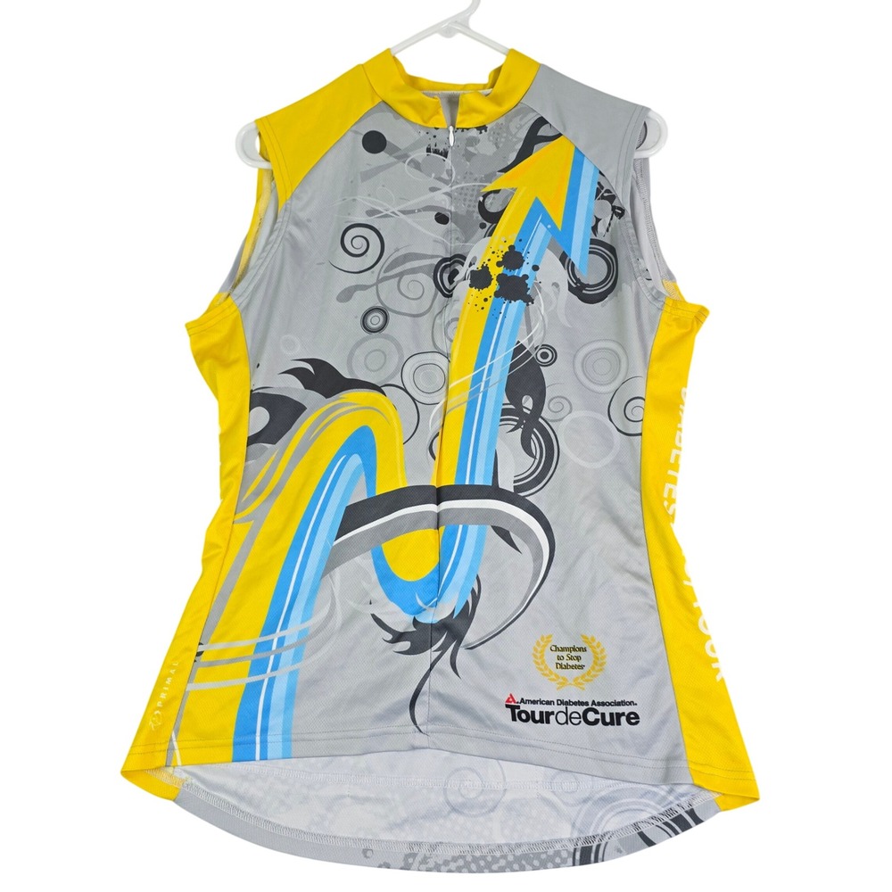 Primal Cycling Jersey Women XXL Gray Tour de Cure ADA Sleeveless Diabetes